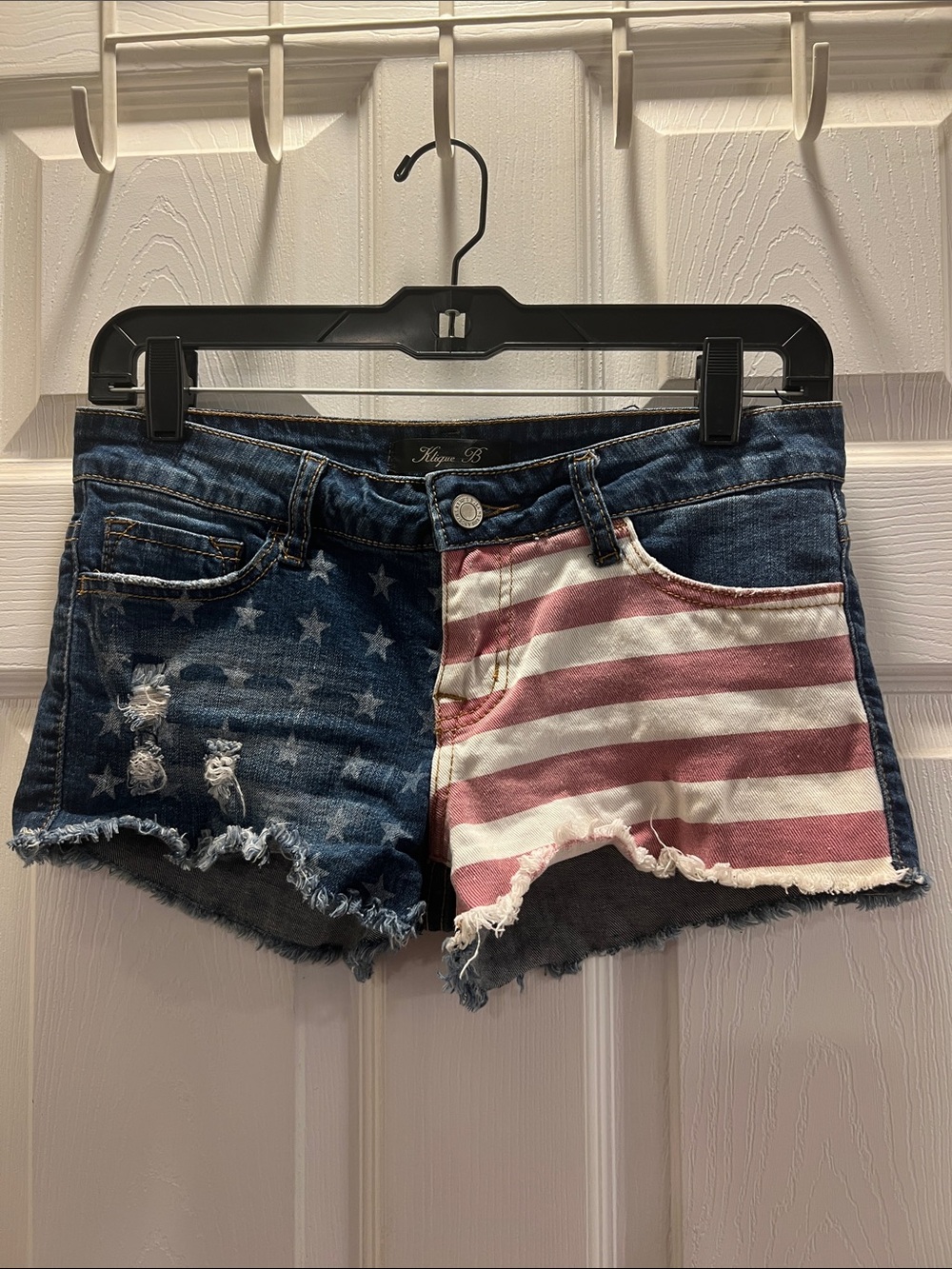 Women's American Flag Denim Shorts - Blue/Red/White